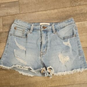 Casual Light Blue Distressed Jean Shorts